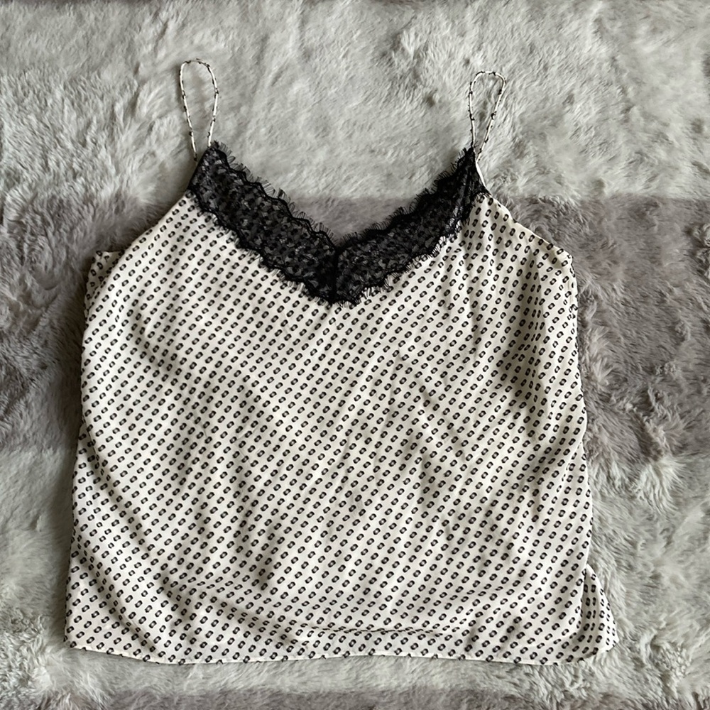 Massimo Dutti Cream Lace-trim Camisole
